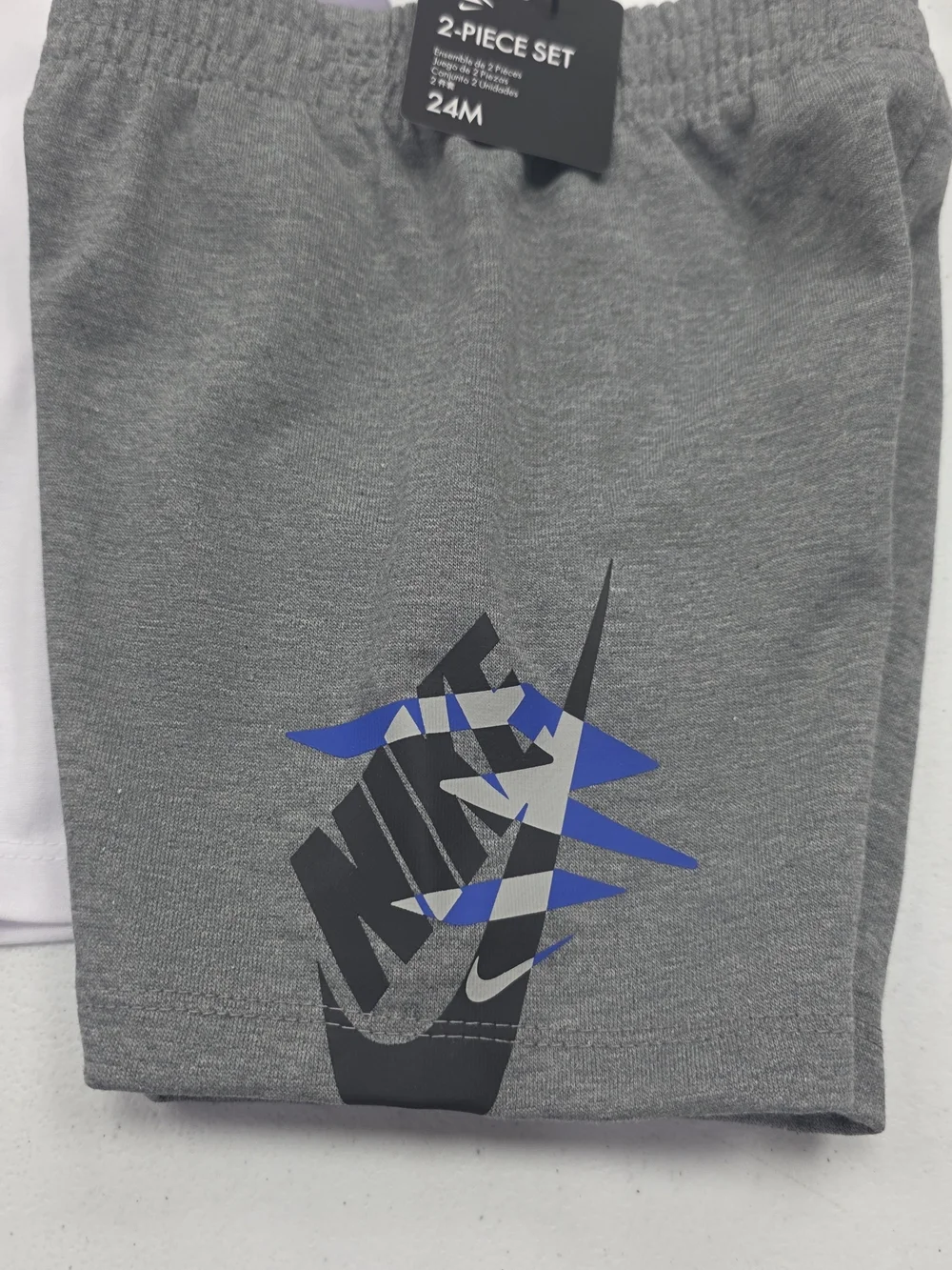 Nike White and Gray Kids Matching Set with Blue Accents - Picture 4 of 6